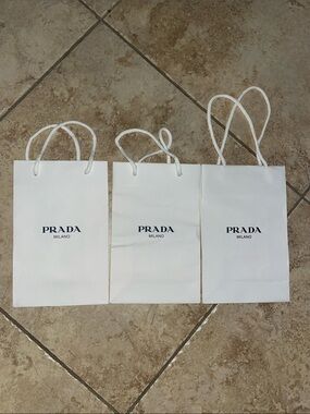 Prada White Mini Paper Gift Bags with Rope Handles